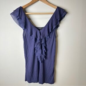 Vintage Y2K Express Women's Feminine Ethereal Lilac Purple Ruffle Tank Top